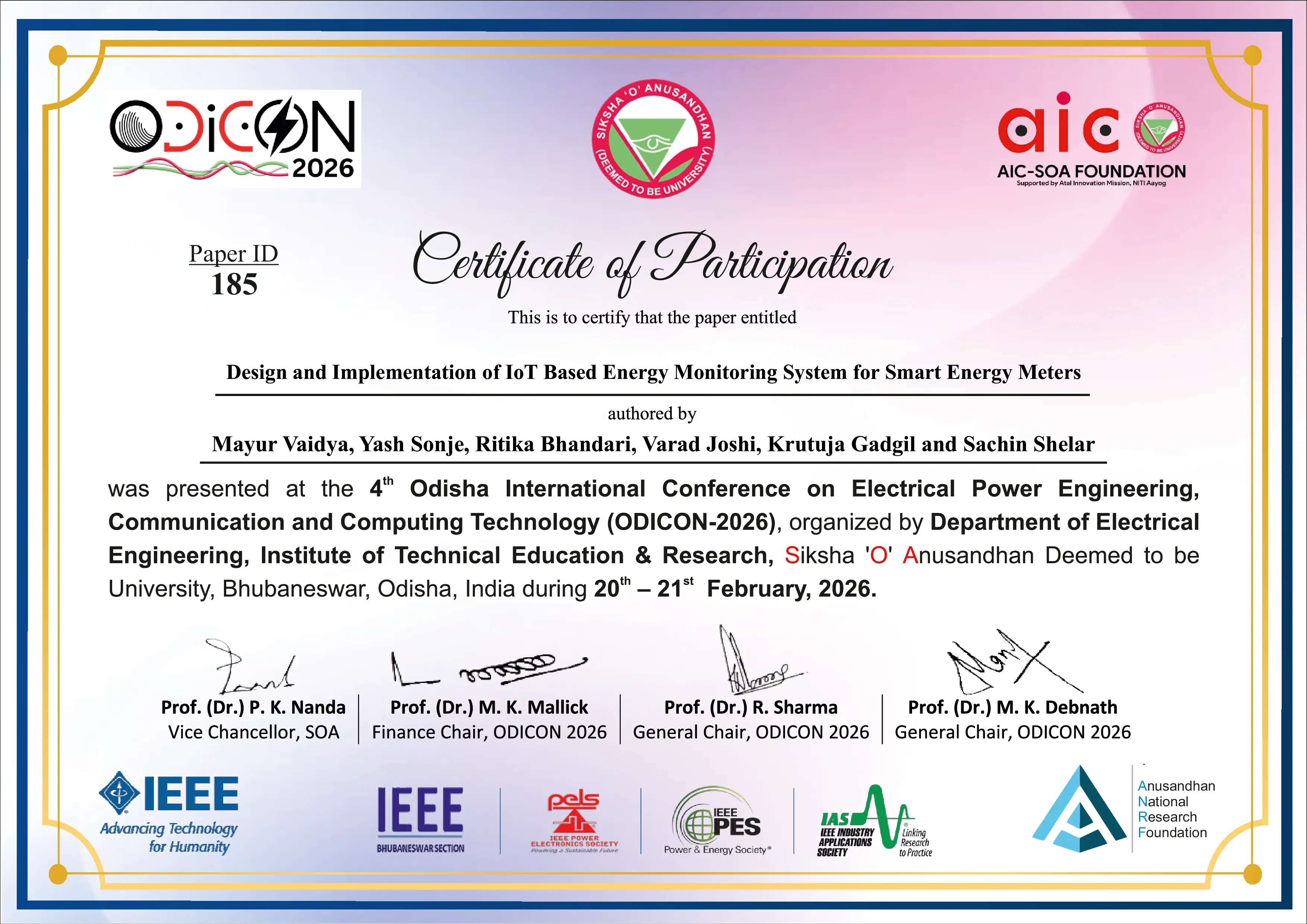 Paper publication certificate